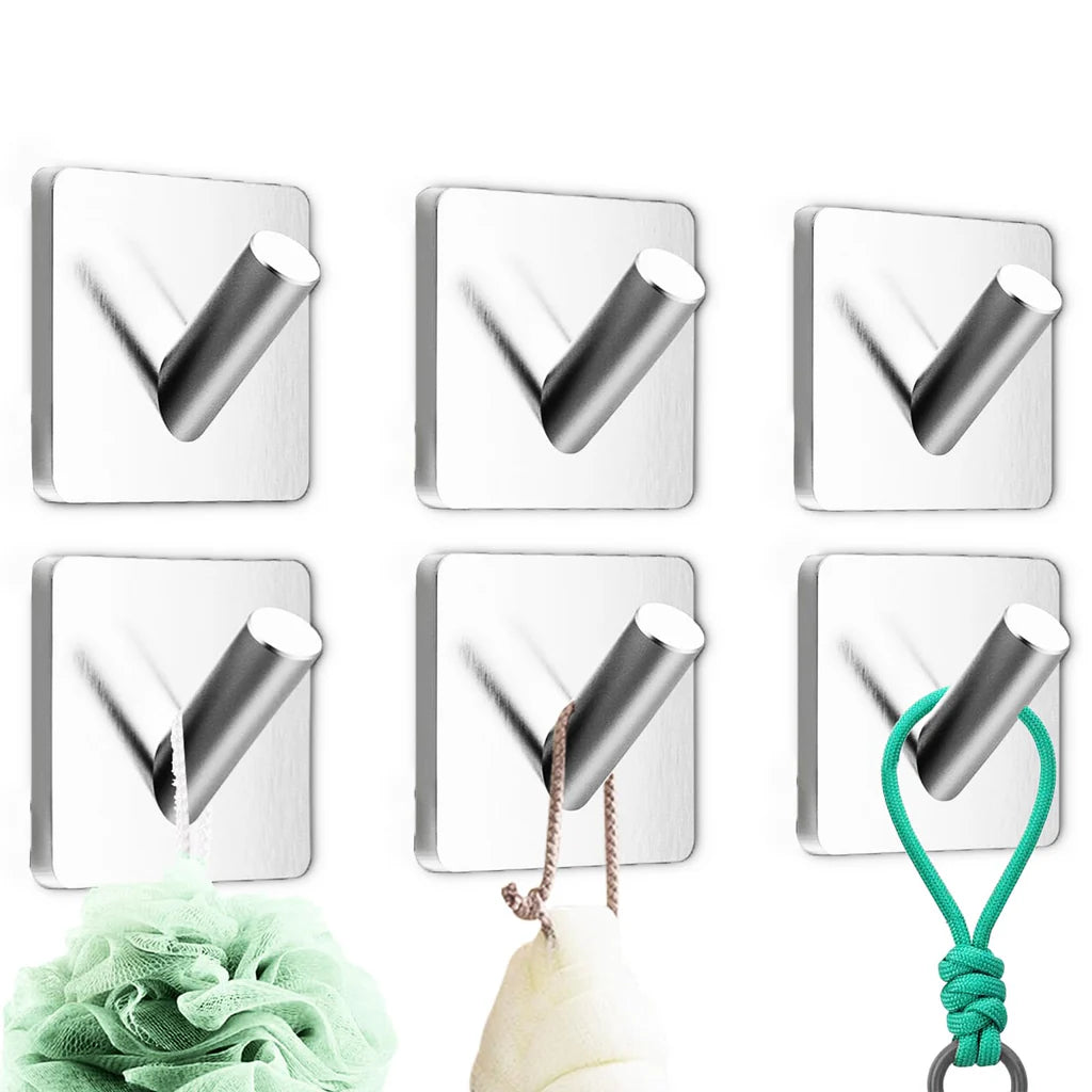 Haczyki bezinwazyjne Srebrne Samoprzylepne Mocne Wodoodporne Zestaw 4 Haczyków