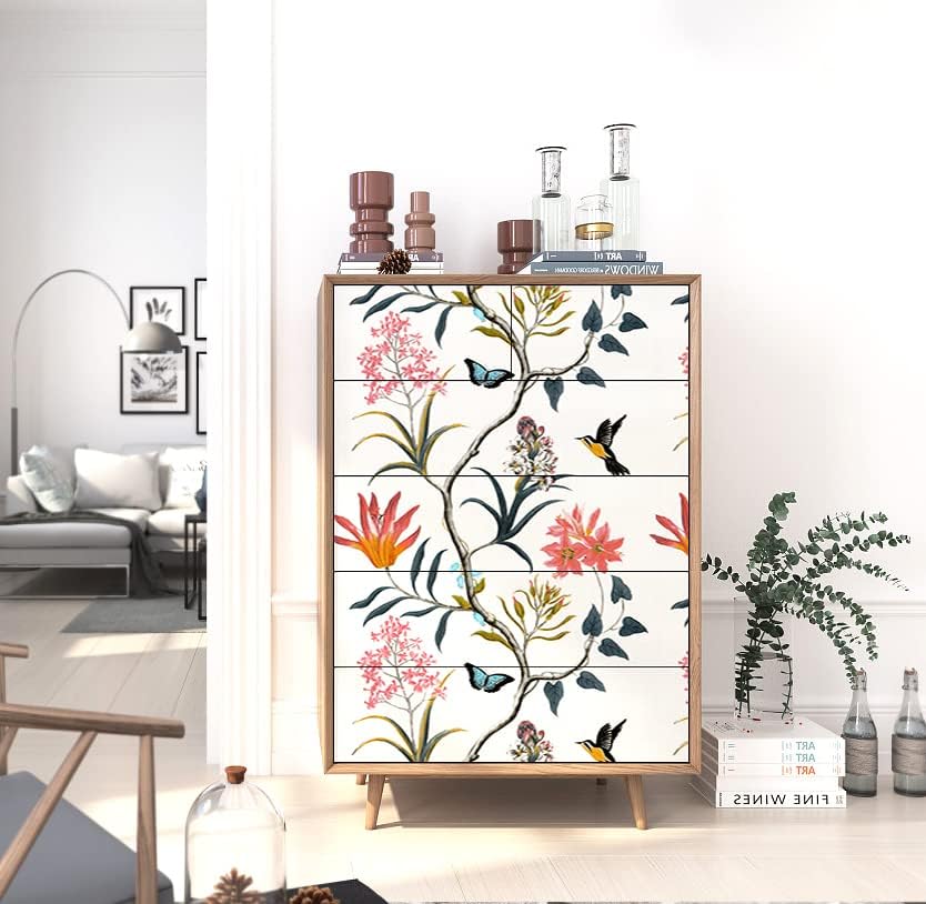 Samoprzylepna tapeta okleina kwiatoy Boho Ptaki dekoracyjna folia do mebli 44cmX1000cm