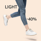 Damskie Sneakersy Lekkie Sportowe ELEGANCKIE z elementem z eko-skóry - Biało-Złote