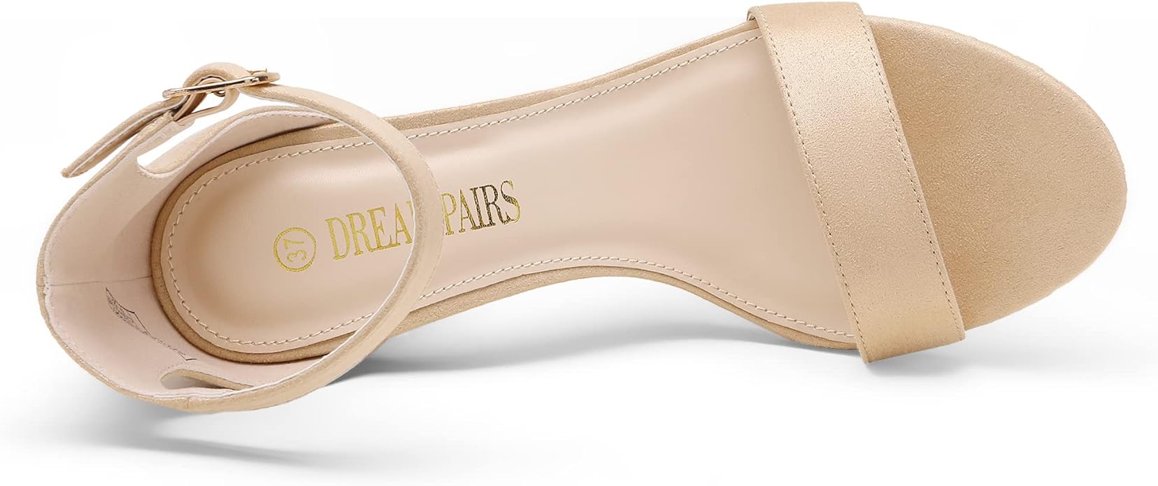 Damskie Buty DREAM PAIRS Letnie Sandały na Obcasie Szeroki Wysoki Obcas - Beżowe