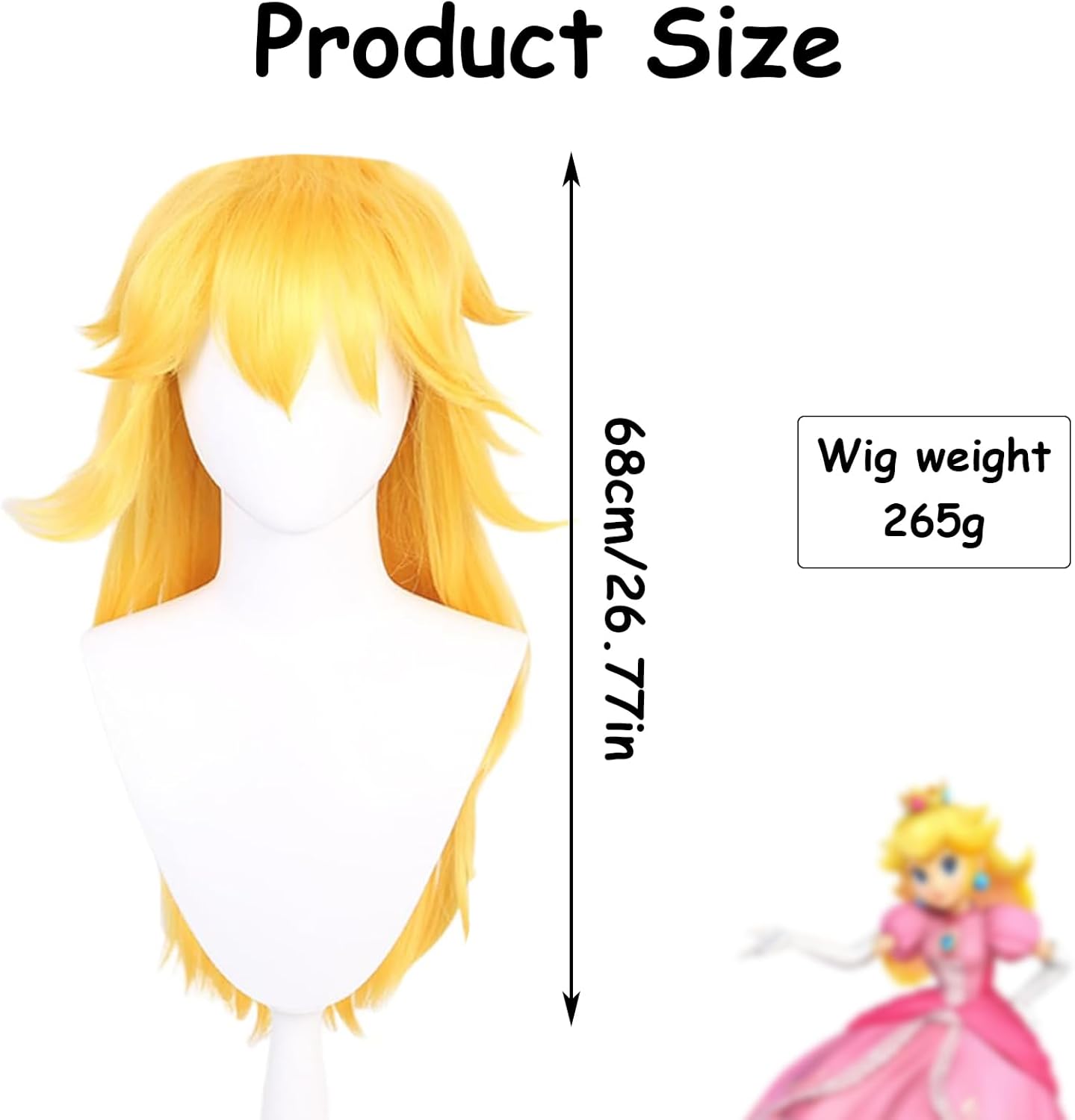 Peruka Anime Złote Włosy Księżniczki z Super Mario Blond Manga Cosplay Drugie zdjęcie produktu