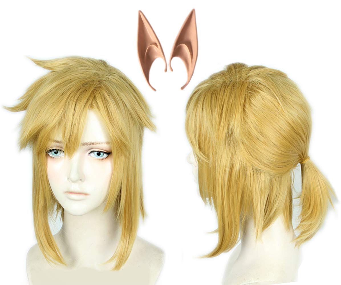 Peruka Krótkie Proste Włosy Blond Baśniowy Cosplay Anime Strój Elfa z Uszami Główne zdjęcie produktu
