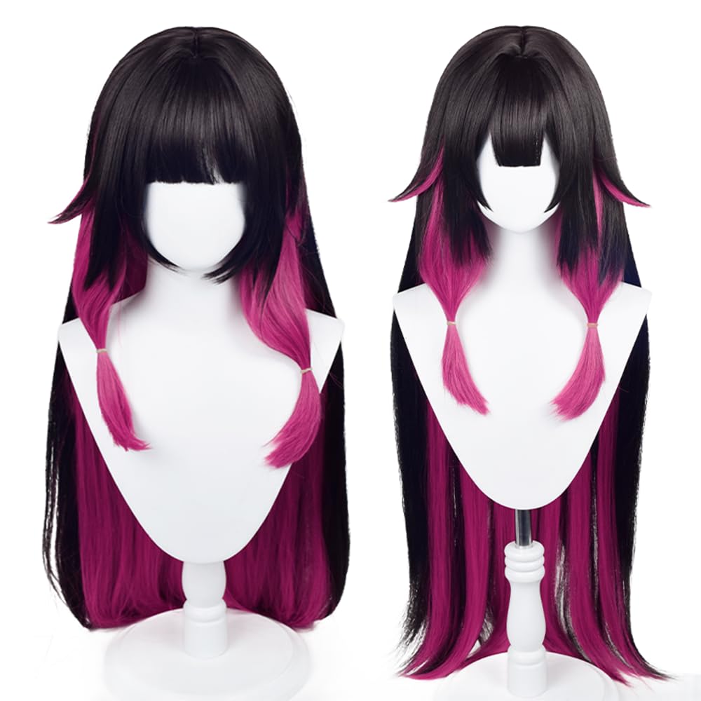 Peruka Anime Manga Czarne Kolorowe Włosy Fryzura Cosplay z Mangi Colombina