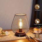 Bezprzewodowa lampkaa stołowa LED Ładowalna USB Metalowa Klatka z Żarówką - ZESTAW 2
