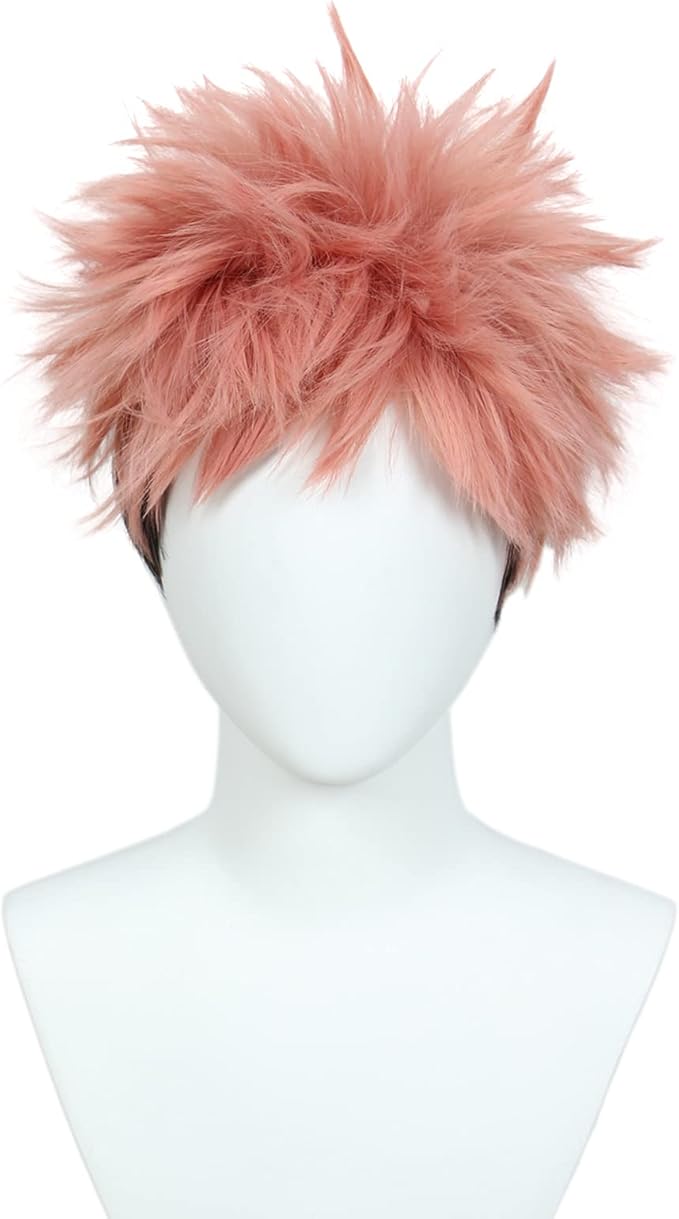 Peruka cosplay anime różowa krótka messy wig kostium Halloween