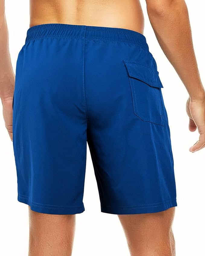 Spodenki Męskie Kąpielowe 2w1 Kąpielówki z Podszewką Kompresyjną  - Niebieskie