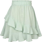 Damska Spódnica Plisowana Letnia Zwiewna Zielona miętowa z Lekką Falbanką