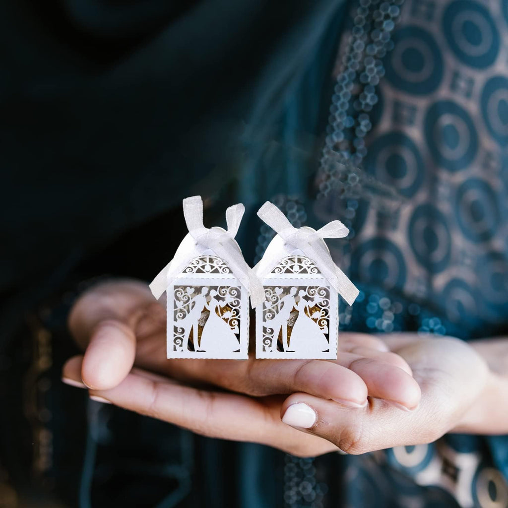 Pudełeczka Ażurowe na Podziękowania dla Gości na Ślub Wesele Młoda Para - 10 szt.