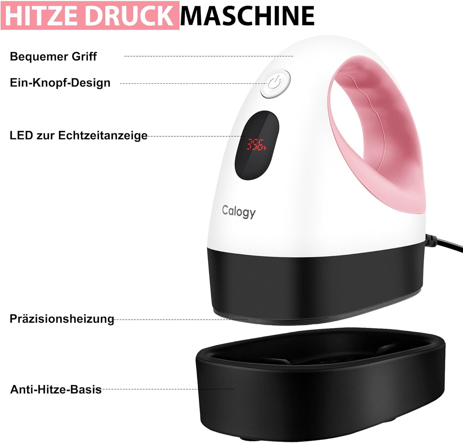 CALOGY Mini Prasa Termo-Transferowa Termiczna Kompaktowa, Przenośna do Sublimacji, Nadruków Biała Drugie zdjęcie produktu