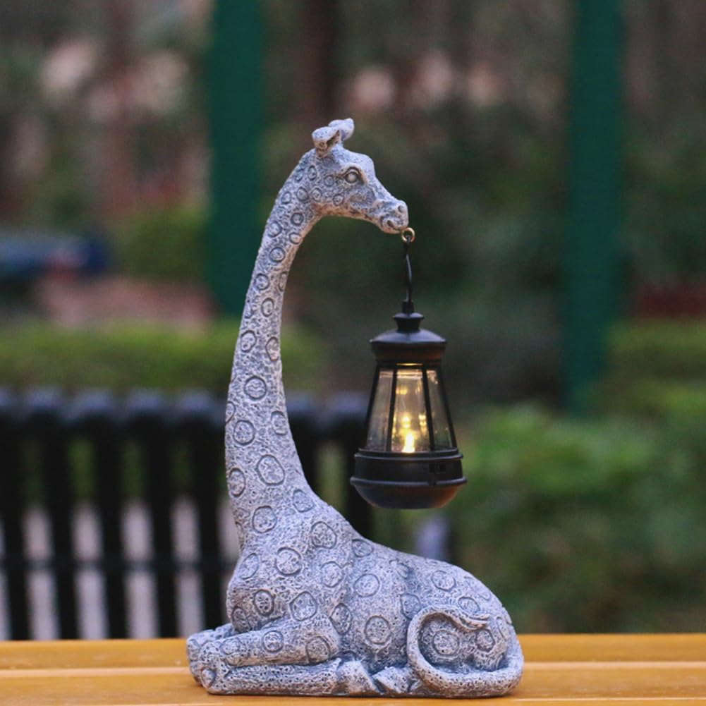 Lampka Solarna Figurka Do Ogrodu LED Bateria Solarna Żyrafa z Latarnią