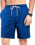 Spodenki Męskie Kąpielowe 2w1 Kąpielówki z Podszewką Kompresyjną  - Niebieskie