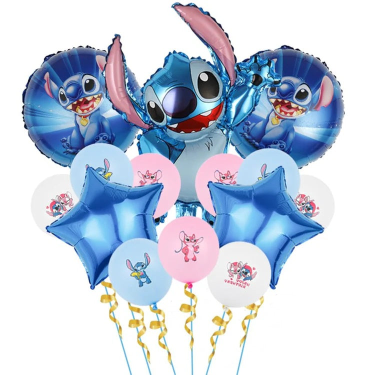 Zestaw Balonów Foliowych Urodzinowych Balony Imprezowe Stitch Komplet 14 Balonów