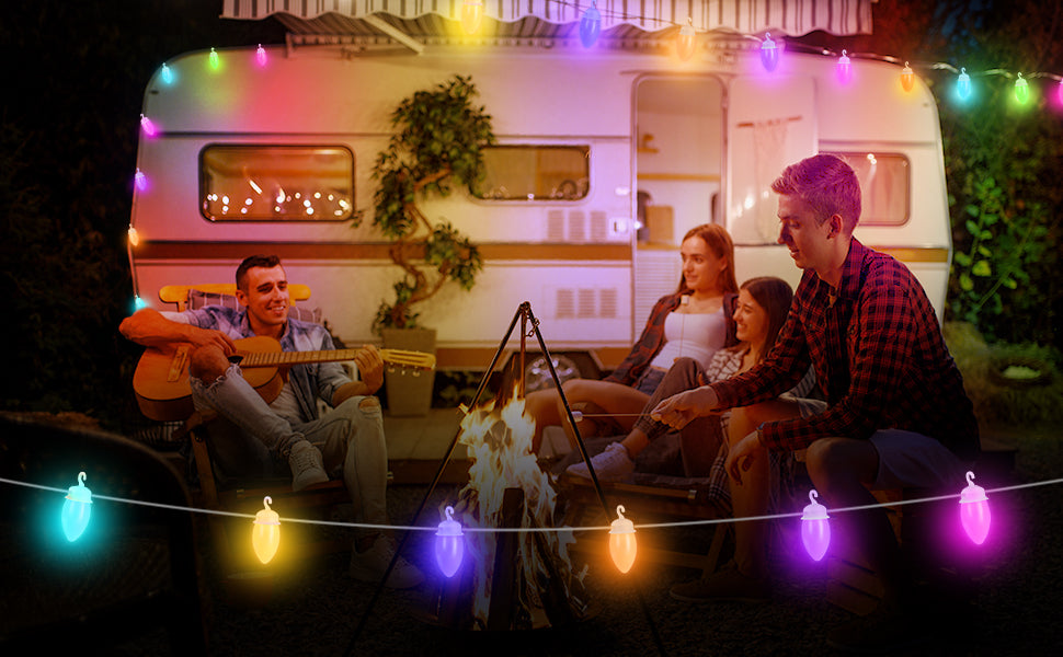 Girlanda Świetlna LED Ogrodowa Wodoodporna Kolorowa RGB 15M z Synchronizacją Muzyki