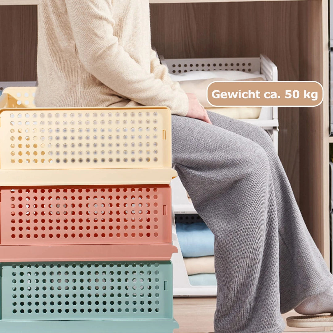 Organizer Kosz do Szafy Zestaw 3 KOLOROWYCH koszy szuflad – składane, wysuwane kosze Drugie zdjęcie produktu