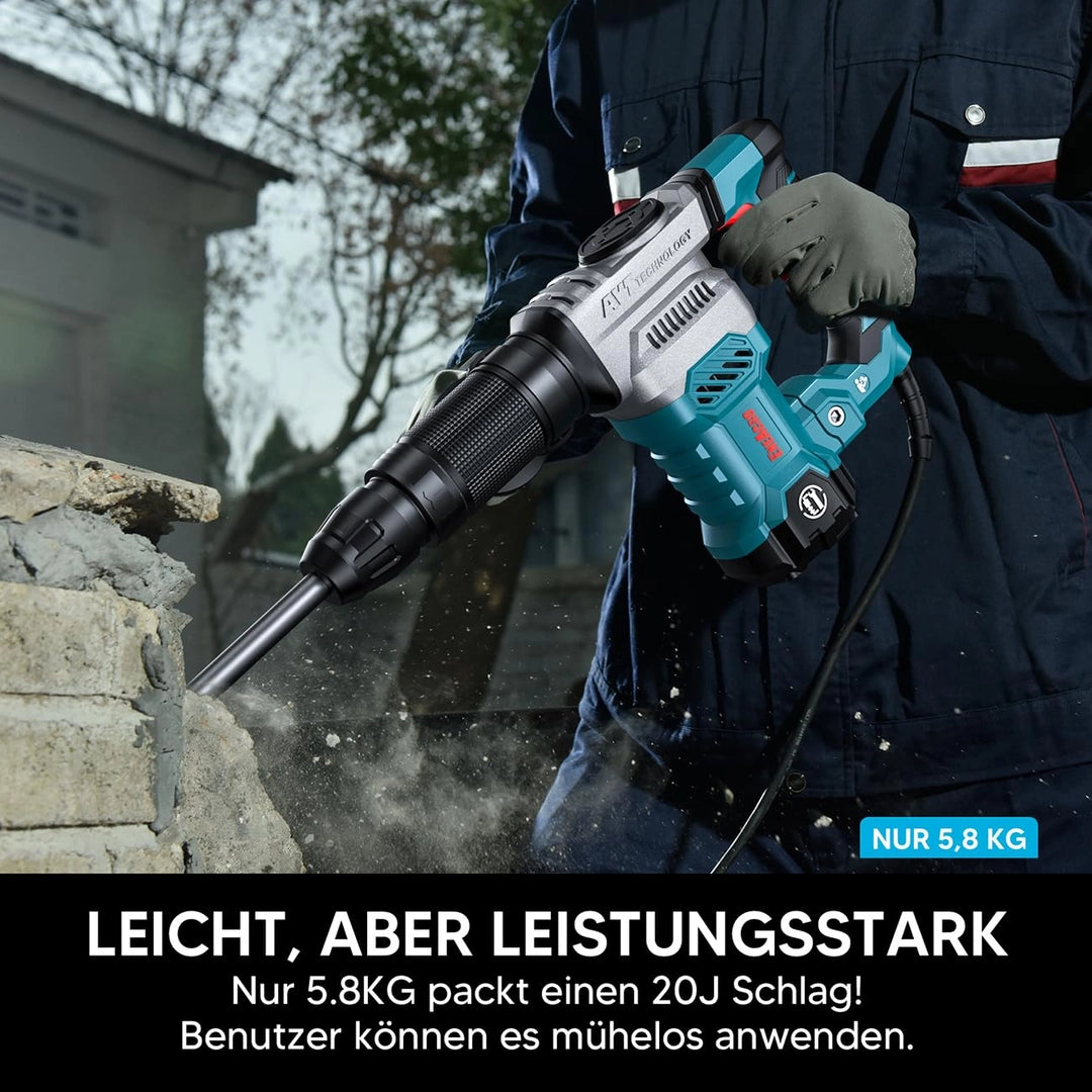 Młot wyburzeniowy ENEACRO SDS-Max 1500W – 20J energii uderzenia + zestaw akcesoriów