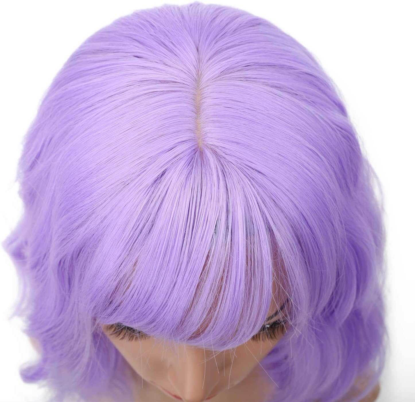 Peruka Fioletowa Krótkie Włosy Do Ramion Pastelowy Fiolet Cosplay