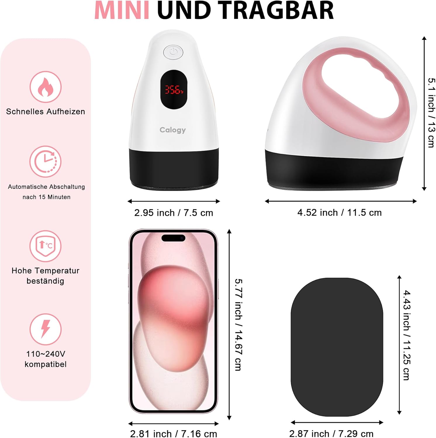 CALOGY Mini Prasa Termo-Transferowa Termiczna Kompaktowa, Przenośna do Sublimacji, Nadruków Biała