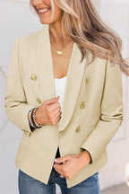 Marynarka Damska Luźny Styl Oversize Zapinana Na Guziki w kolorze złotym - Kremowa