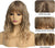 Długa Peruka Naturalny Blond Włosy Długie Za Ramiona z Grzywką Kręcone Ombre