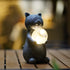 Lampka Solarna Figurka Do Ogrodu LED i Baterią Solarną Kot ze Świecącą Szklaną Kulą