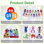 Zestaw Urodzinowy Imprezowy Rainbow Friends Balony Urodzinowe Baner Topery