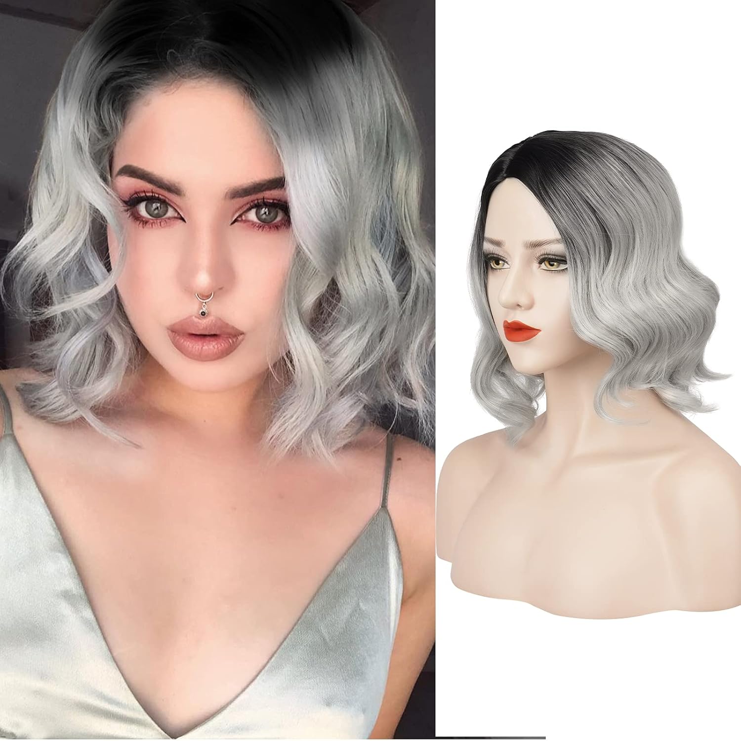 Peruka Jasny Platynowy Blond Kręcone Krótkie Włosy Bob przed Ramiona Główne zdjęcie produktu