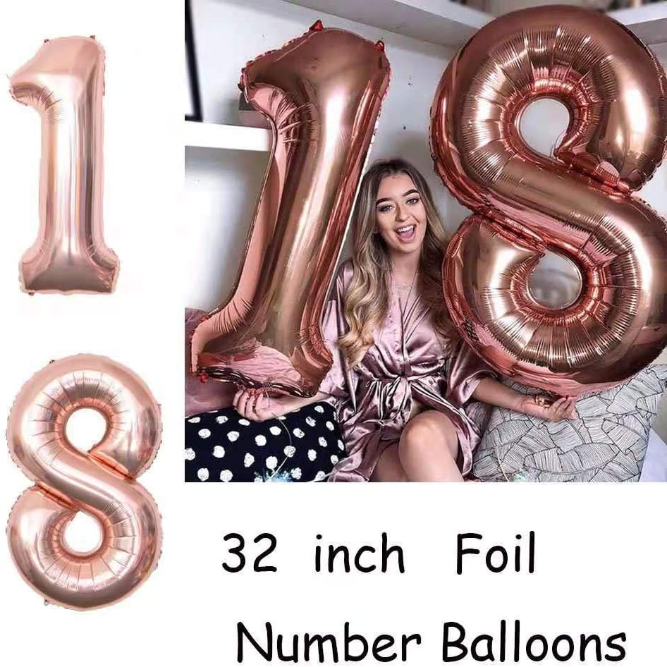 Zestaw Balonów i Ozdób Urodzinowych Baner Balony Ozdoby Na 18 Urodziny Osiemnastkę Różowe Złoto