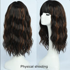 Peruka Brązowe Kręcone Włosy Do Ramion Naturalne Blond Pasemka Cosplay