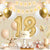 Balony Urodzinowe na Osiemnastkę 18 Urodziny Zestaw Balonów Girlanda Złote i Beżowe