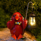 Lampka Solarna Figurka Do Ogrodu LED i Baterią Solarną Ptak ze Świecącą Latarnią