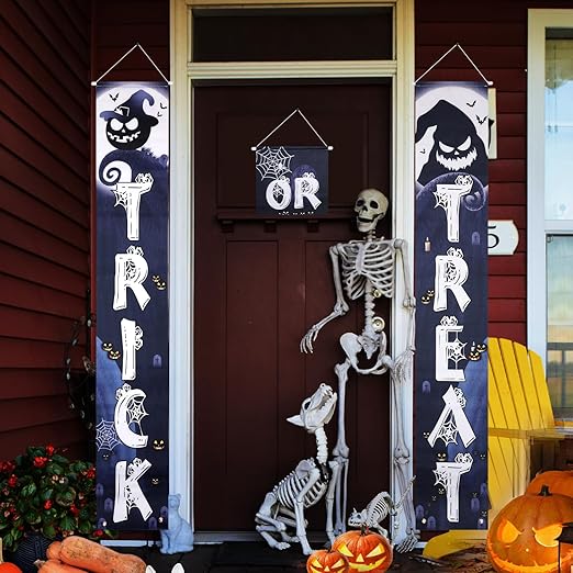 Zestaw banerów na Halloween "TRICK OR TREAT" – Upiorna dekoracja drzwi