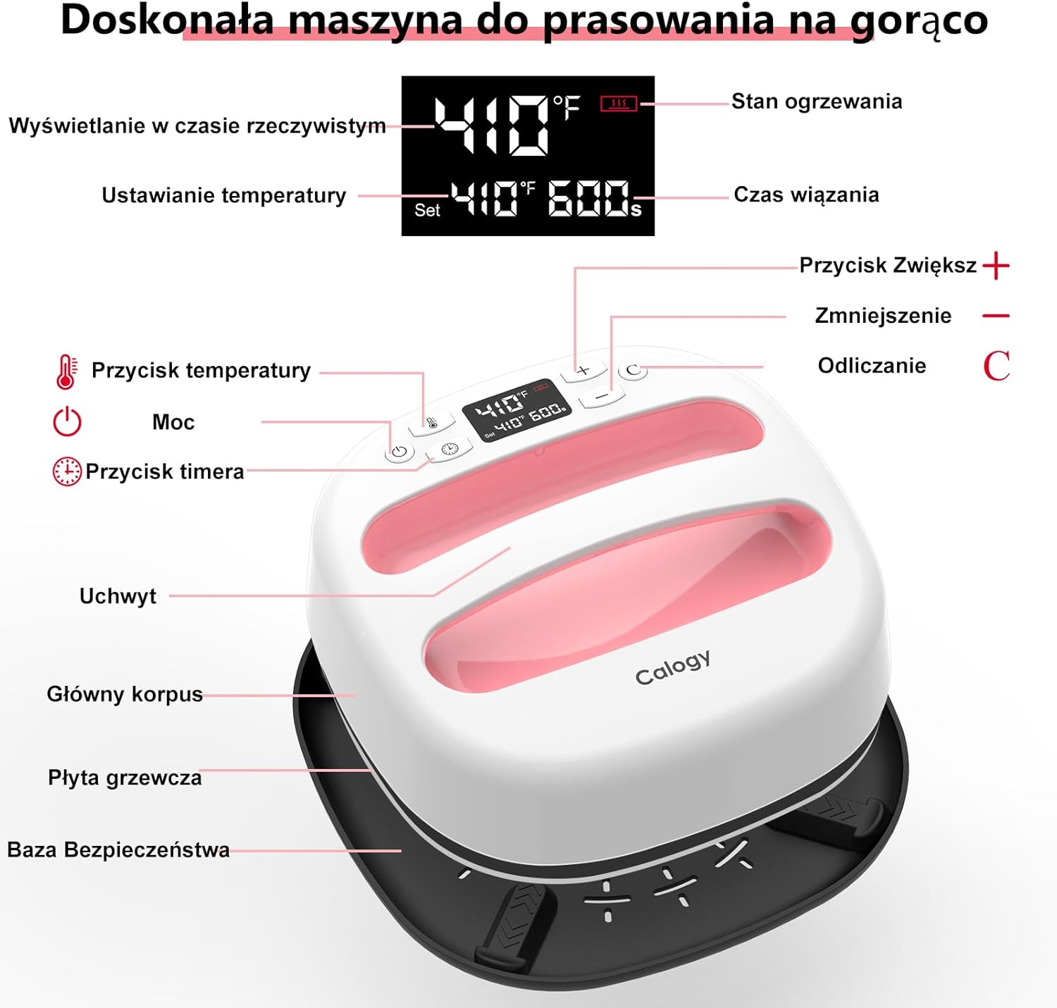 Prasa Termo-Transferowa Termiczna Kompaktowa, Przenośna do Nadruków DUŻA CALOGY Drugie zdjęcie produktu