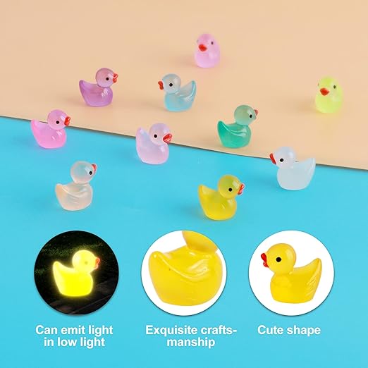 Świecące mini kaczuszki dekoracyjne 100 szt fluorescencyjne kaczki