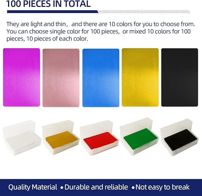 Metalowe wizytówki do grawerowania 100 szt. 0,2 mm stal nierdzewna kolorowe