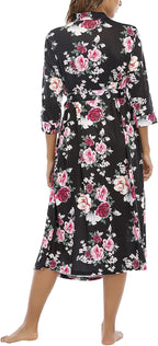 Damski Elegancki Szlafrok Kimono Podomka W kwiaty Przewiewny Delikatna Wiskoza L
