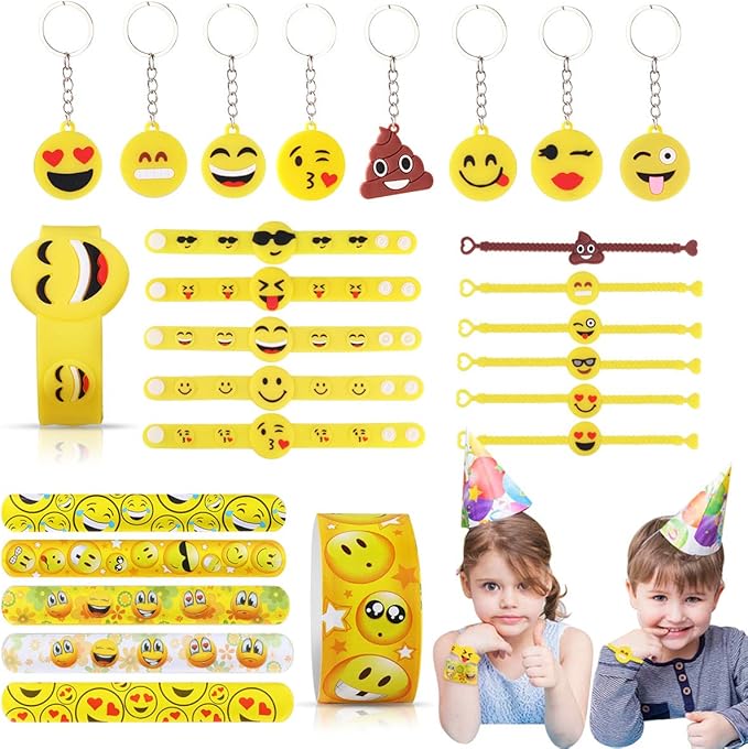 Zestaw upominków JOYUE emoji dla dzieci breloki bransoletki 28 szt