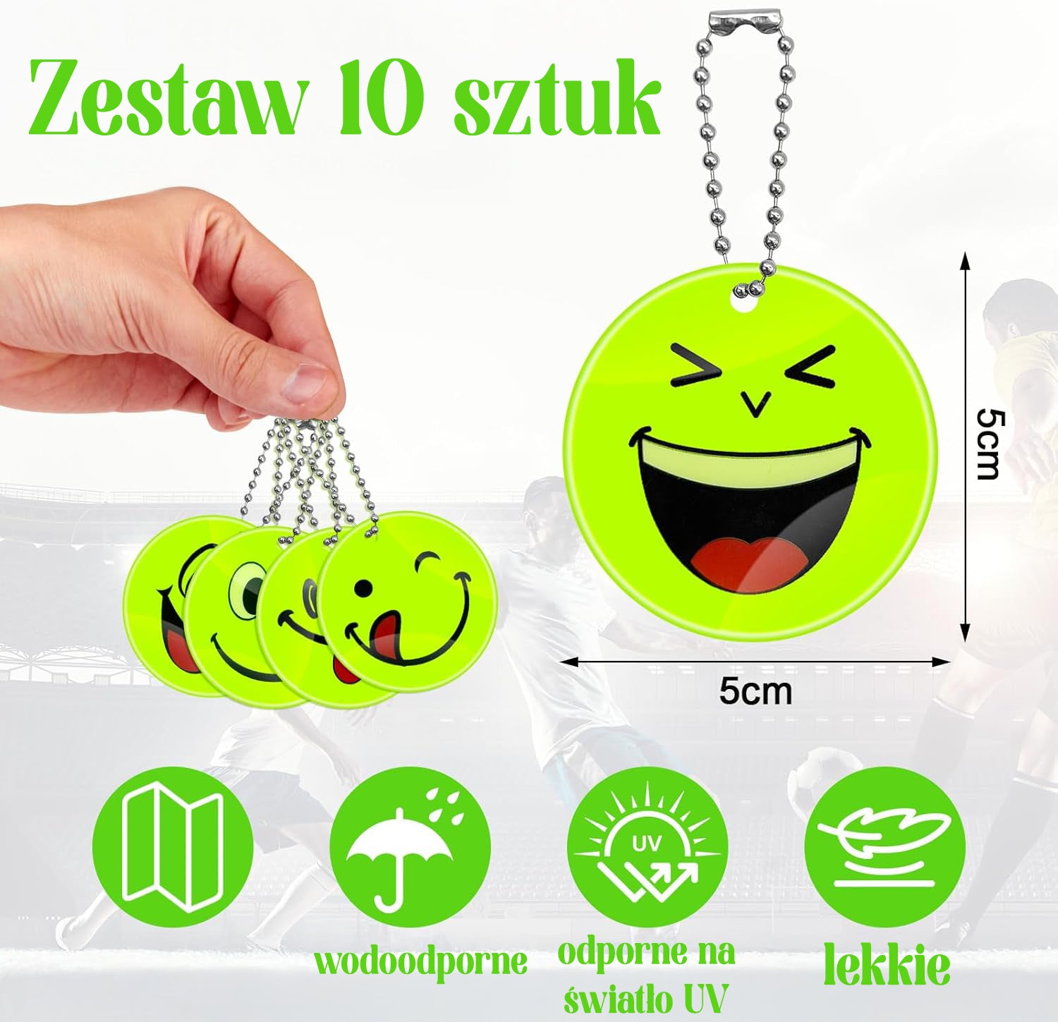 Zestaw Odblasków Odblaskowych Breloków Breloki Odblaskowe Kółka buźki 10szt Drugie zdjęcie produktu