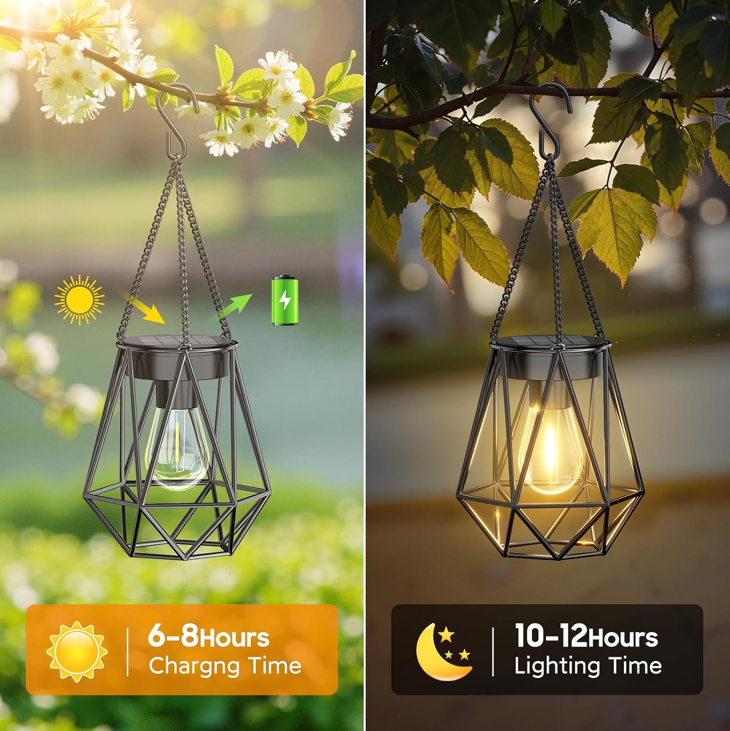 Lampiony Lampy solarne LED ogrodowe 2 szt. metalowe wiszące retro IP65