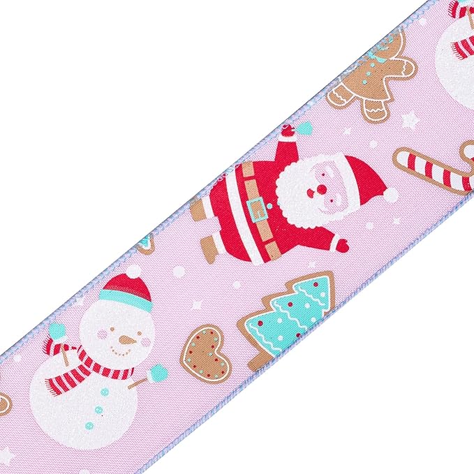 Wstążka świąteczna z Mikołajem Ozdobna Taśma Jutowa na Boże Narodzenie 6cm 2,5m
