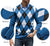 Sweter Męski W Kratkę Dekolt w serek - Idealny Na Koszulę - Niebieski