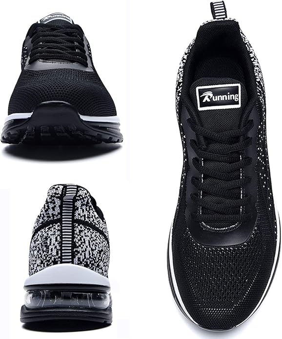 Buty sportowe męskie DO BIEGANIA czarno-białe z poduszką powietrzną siateczka lekkie AIR