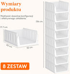 Organizery Kosze do Szafy Zestaw 8 białych koszy szuflad – składane, wysuwane, sztos organizacja!