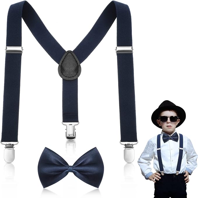 Szelki Dziecięce i Mucha do Spodni Zestaw z Muchą - Kolor Granatowy - 1-8 lat Główne zdjęcie produktu