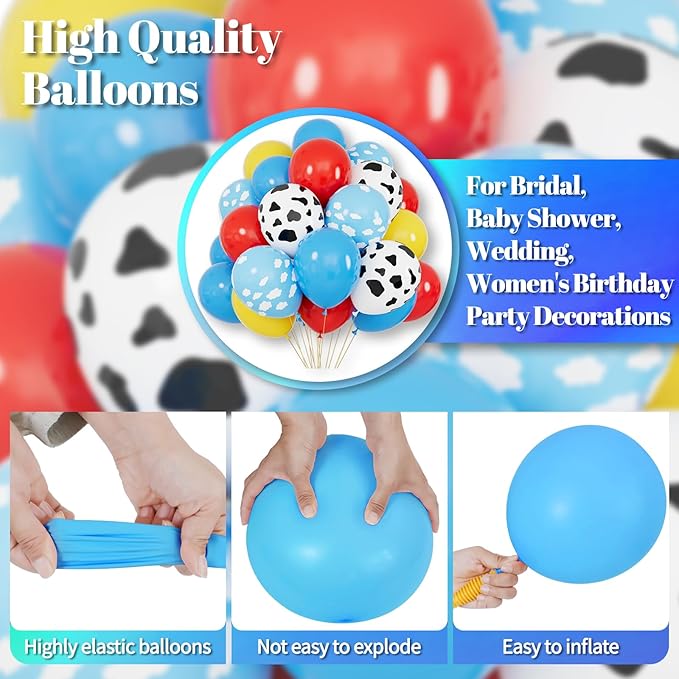 Balony Dekoracyjne Party 68szt  Kolorowe Wzory Chmurki Bluey Zestaw