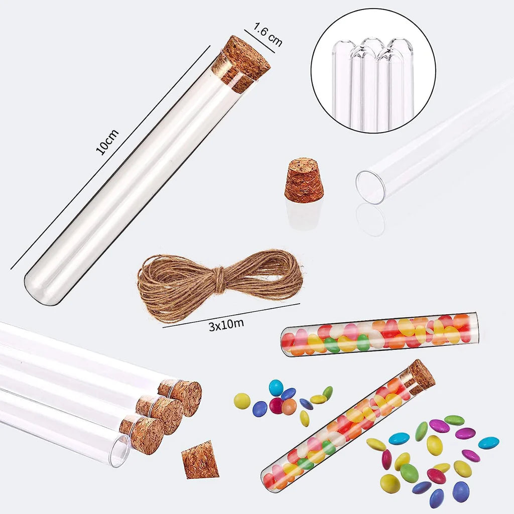 Mini Buteleczki Plastikowe Probówki Fiolki z korkiem na ozdoby podziękowania Komplet 100 szt Drugie zdjęcie produktu