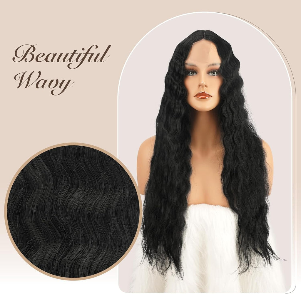 Peruka Czarne Czarna Długie Kręcone włosy 70cm Naturalnie wyglądająca