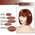 Peruka Krótki Bob Ruda Auburn z Grzywką Natural Look