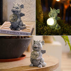 Lampka Solarna Figurka Do Ogrodu LED i Baterią Solarną Smok ze Świecącą Szklaną Kulą