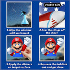 NAKLEJKI Na Szyby Okna Wielorazowe Winylowe dla Dzieci Dekoracja dla dziecka Super Mario