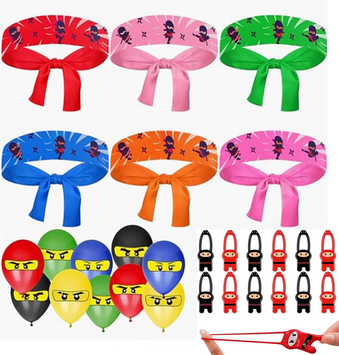 Zestaw imprezowy Ninja Opaski Upominiki Balony Katapulty dla dzieci Na Imprezę Urodziny